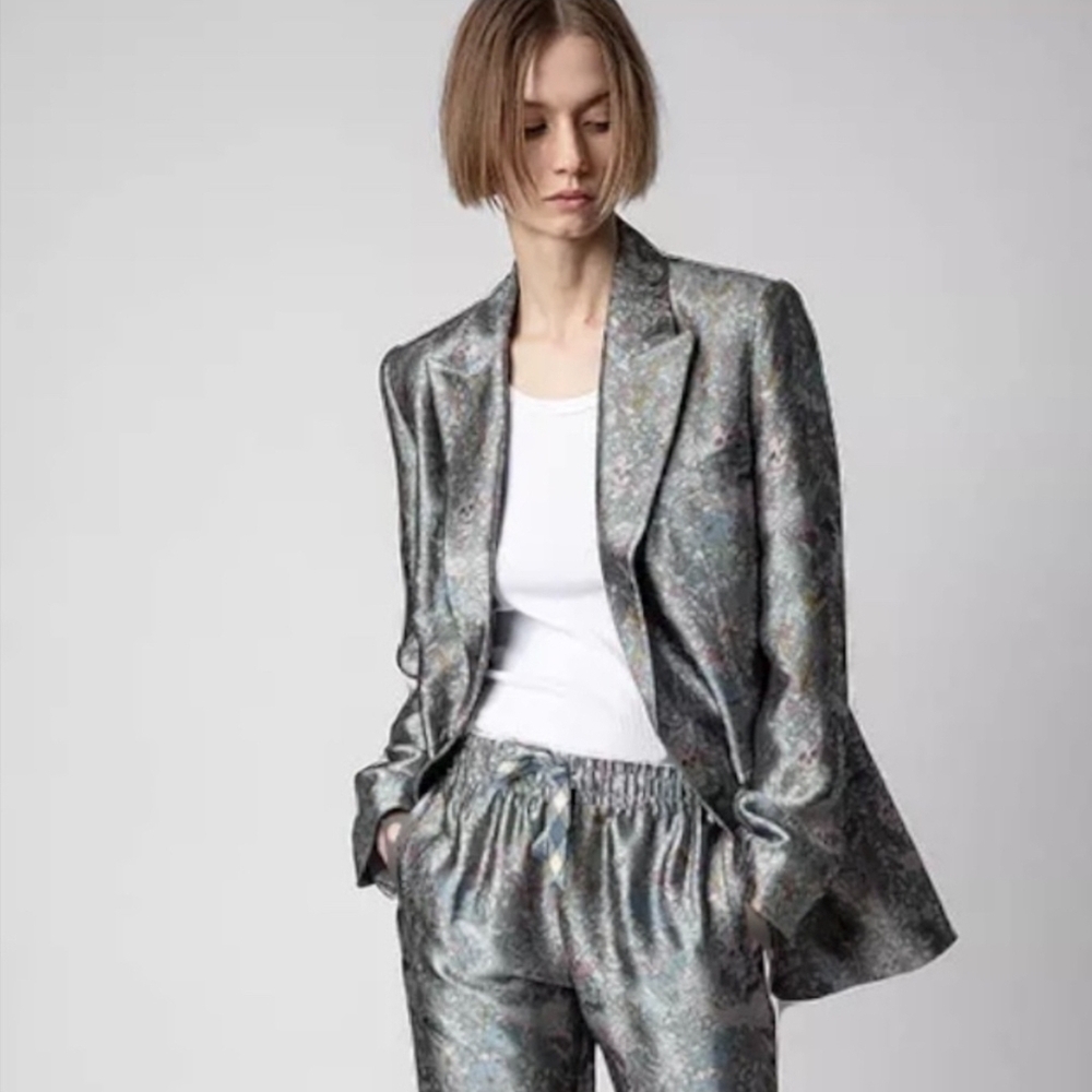 Metallic Blazer and Pants Set